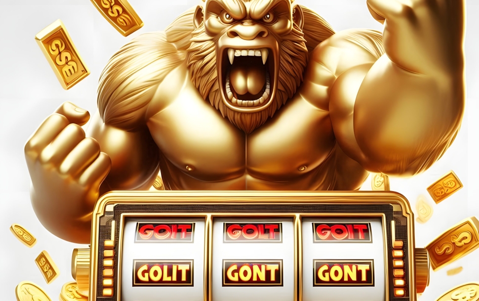 king-kong-slot-game-character-holding-phone-with-white-background